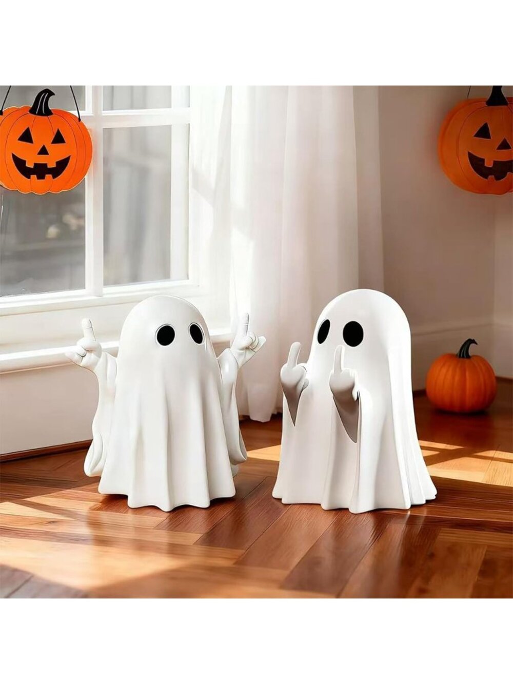 Halloween Ghost Finger Statue Hip Hop Ghost Statue For Indoor Home Decorations